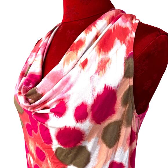 Tommy Bahama size M watercolor halter top popover racer back pink orange gold - Picture 5 of 7